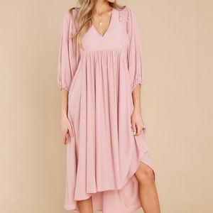 Red Dress blush-pink high-low dress